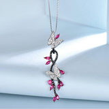 Silver Butterfly Spinel Gemstone Necklace