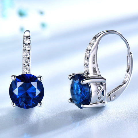 Round Sapphire Gemstone Earrings