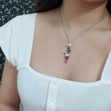 Silver Butterfly Spinel Gemstone Necklace