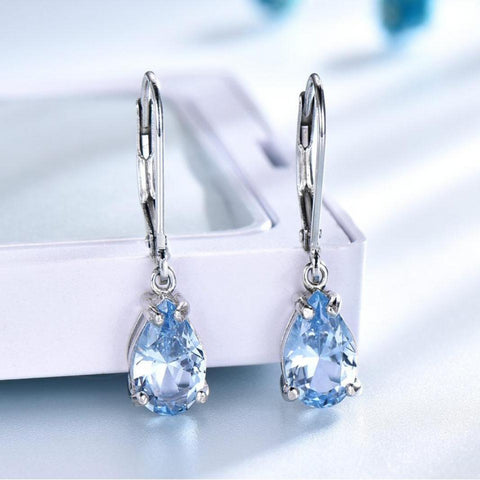 Sky Blue Silver Earrings