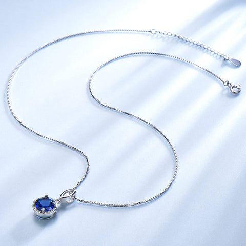 Round Sapphire Gemstone Necklace