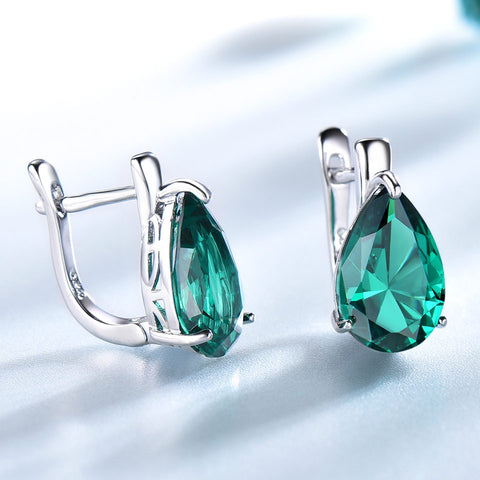 Water Drop Emerald Gemstone Earrings