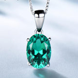 Oval Green Emerald Gemstone Necklace