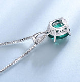 Oval Green Emerald Gemstone Necklace