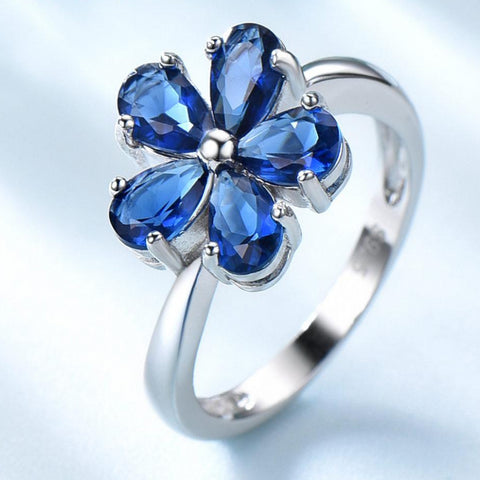Flower Sapphire Gemstone Ring