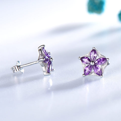 Star Amethyst Gemstone Earrings