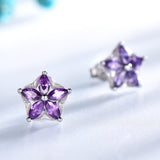 Star Amethyst Gemstone Earrings