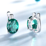 Oval Emerald Gemstone Clip Earrings