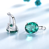 Oval Emerald Gemstone Clip Earrings